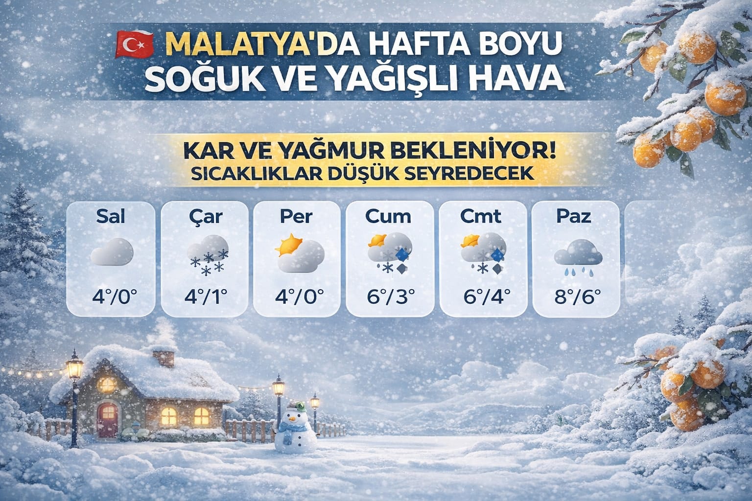Malatya’da Soğuk ve Yağışlı Hafta: Kar ve Yağmur Kapıda